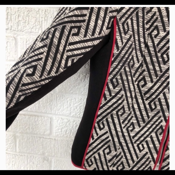 H&M Aztec Key Print Moto Blazer Black Size 10 - Picture 2 of 9